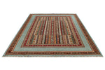 7x9 Multicolor and Light Blue Turkish Tribal Rug