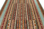 7x9 Multicolor and Light Blue Turkish Tribal Rug