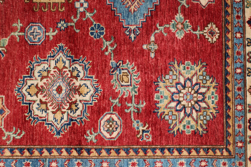 6x8 Red and Ivory Anatolian Traditional Rug