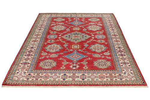 6x8 Red and Ivory Anatolian Traditional Rug