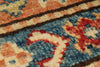 6x8 Blue and Ivory Kazak Tribal Rug