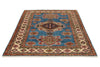 5x7 Light Blue and Ivory Kazak Tribal Rug