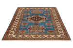 5x7 Light Blue and Ivory Kazak Tribal Rug