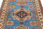 5x7 Light Blue and Ivory Kazak Tribal Rug