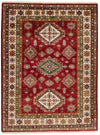 5x7 Red and Ivory Kazak Tribal Rug