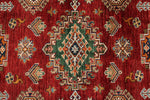 5x7 Red and Ivory Kazak Tribal Rug