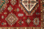 5x7 Red and Ivory Kazak Tribal Rug