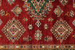 5x7 Red and Ivory Kazak Tribal Rug