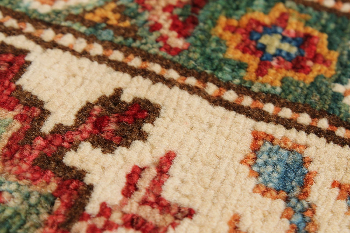 5x7 Red and Ivory Kazak Tribal Rug