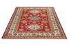 5x7 Red and Ivory Kazak Tribal Rug