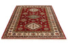 5x7 Red and Ivory Kazak Tribal Rug