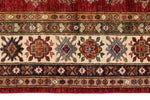 5x7 Red and Ivory Kazak Tribal Rug