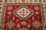 5x7 Red and Ivory Kazak Tribal Rug