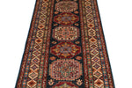 3x7 Navy and Ivory Kazak Tribal Runner