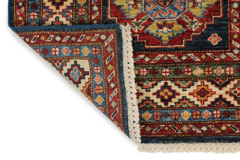 3x7 Navy and Ivory Kazak Tribal Runner