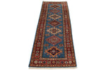 2x7 Light Blue and Red Kazak Tribal Runner