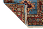 2x7 Light Blue and Red Kazak Tribal Runner