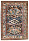 4x6 Brown and Ivory Kazak Tribal Rug