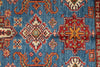 4x6 Blue and Ivory Kazak Tribal Rug