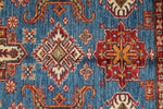 4x6 Blue and Ivory Kazak Tribal Rug