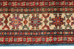 4x6 Blue and Ivory Kazak Tribal Rug