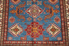 4x6 Blue and Ivory Kazak Tribal Rug