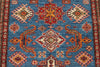 4x6 Blue and Ivory Kazak Tribal Rug