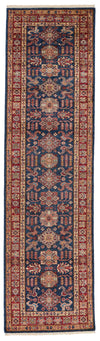 3x10 Navy and Red Kazak Tribal Runner