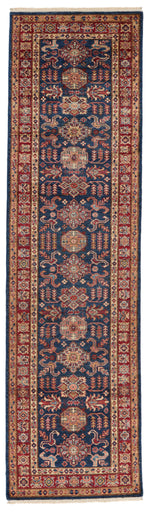 3x10 Navy and Red Kazak Tribal Runner