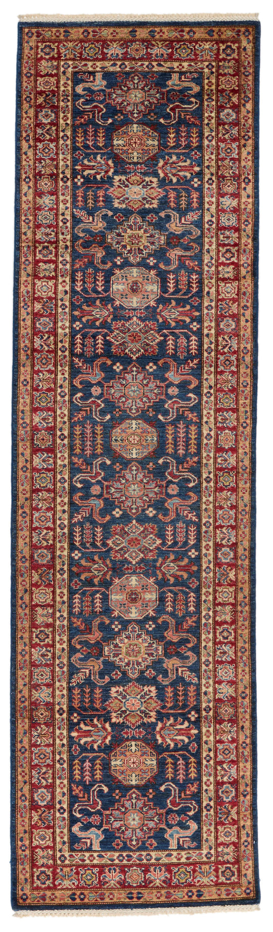 3x10 Navy and Red Kazak Tribal Runner