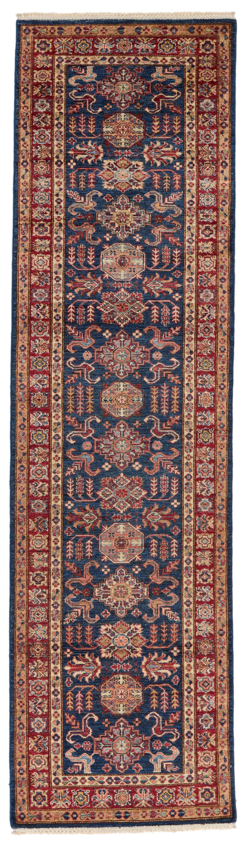 3x10 Navy and Red Kazak Tribal Runner