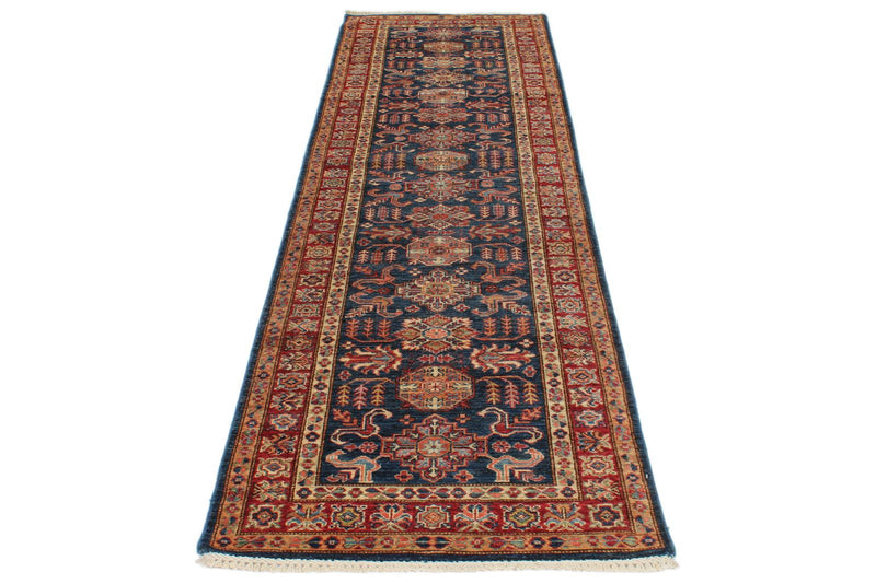 3x10 Navy and Red Kazak Tribal Runner