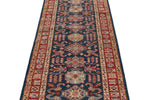 3x10 Navy and Red Kazak Tribal Runner