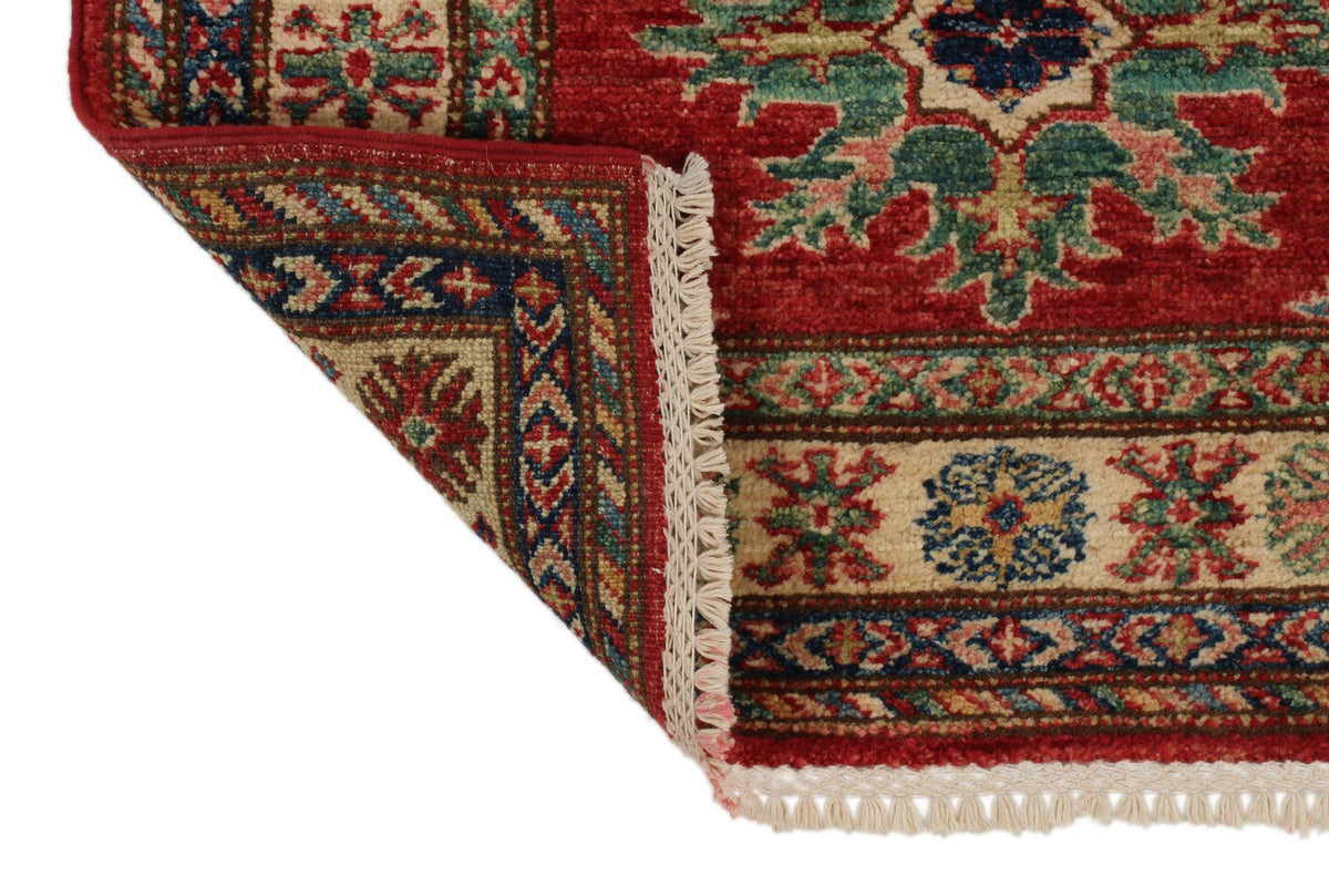 3x10 Red and Ivory Kazak Tribal Runner