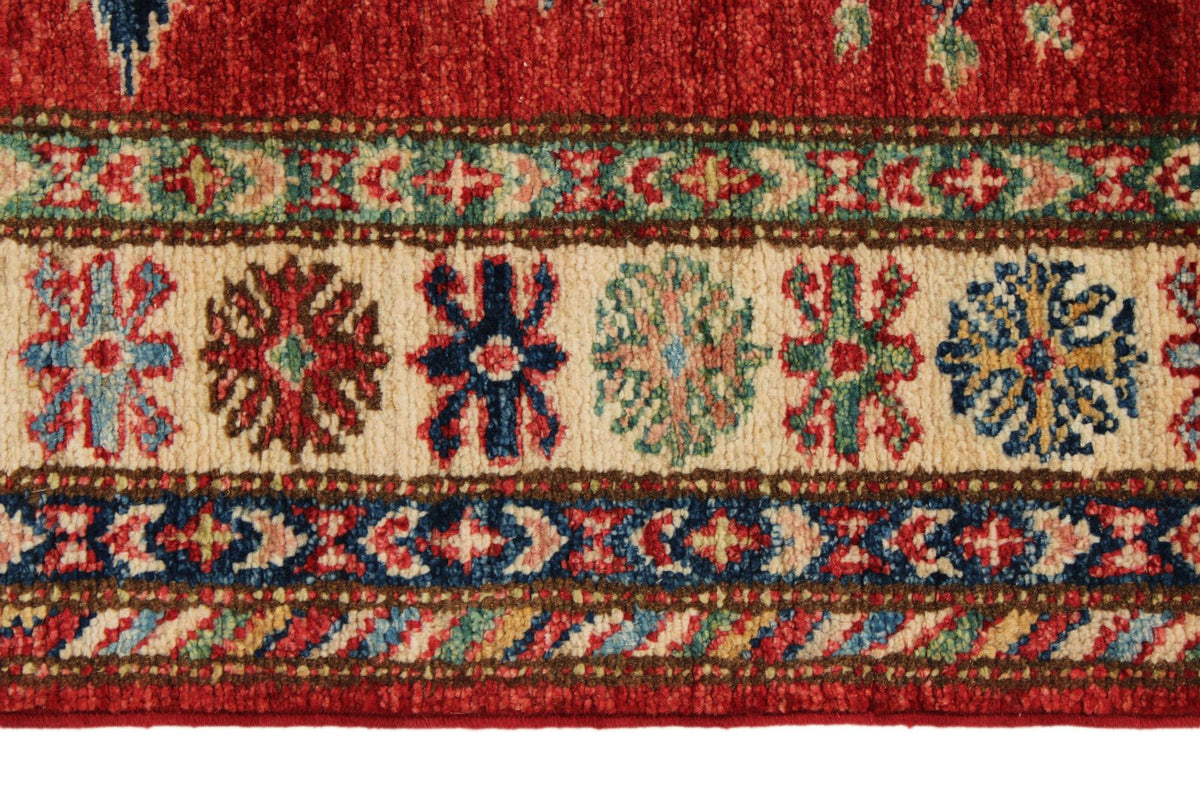 3x10 Red and Ivory Kazak Tribal Runner