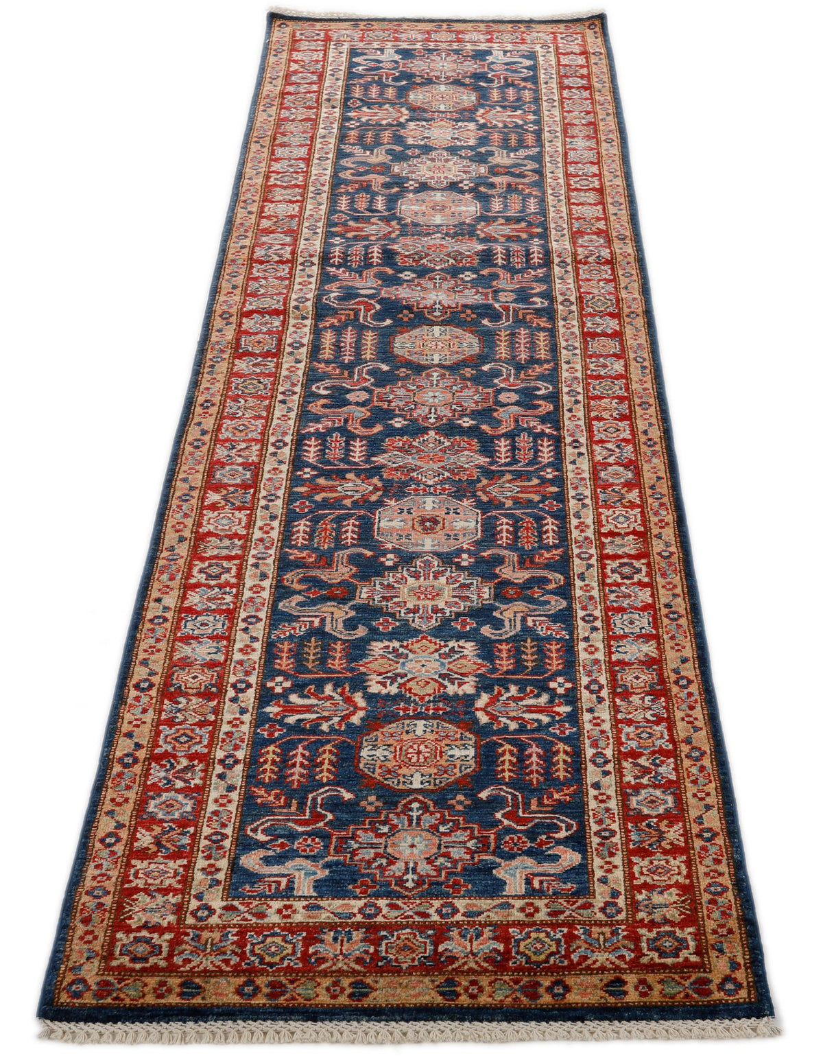 3x10 Navy and Red Kazak Tribal Runner