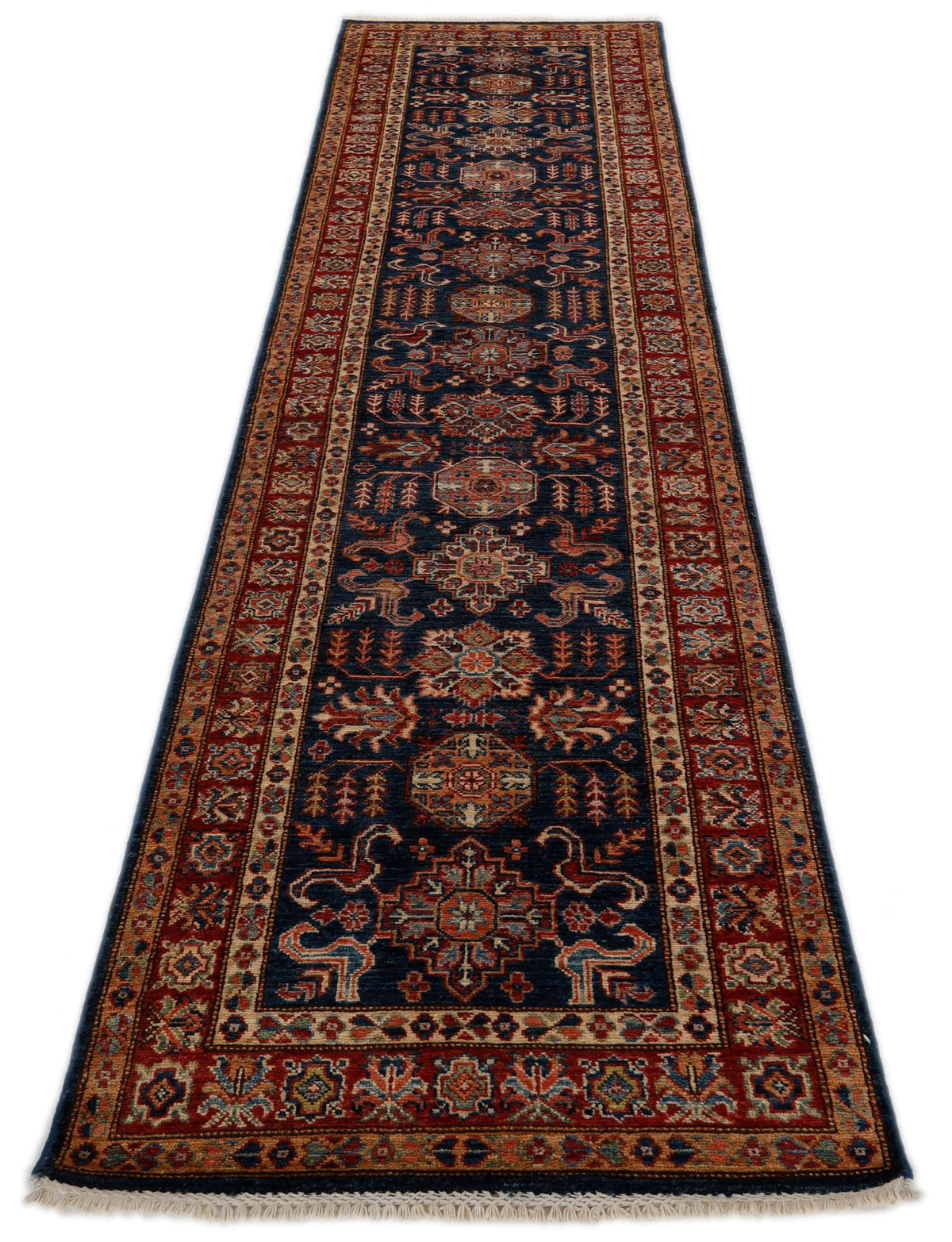 3x10 Navy and Red Kazak Tribal Runner