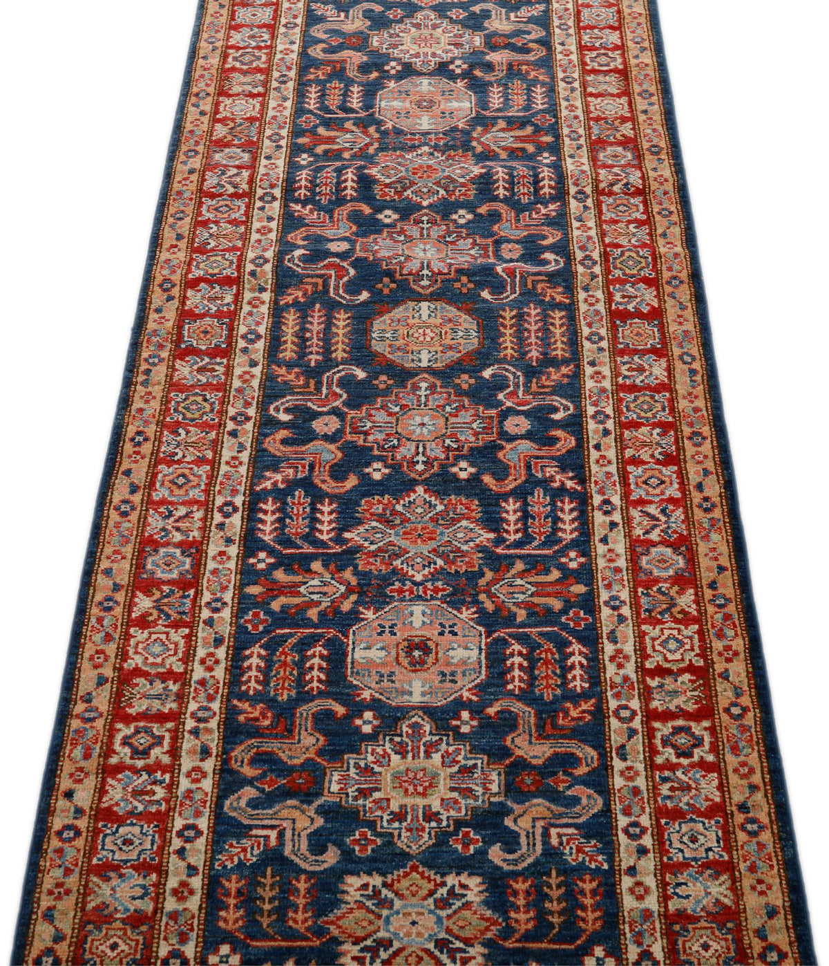 3x10 Navy and Red Kazak Tribal Runner