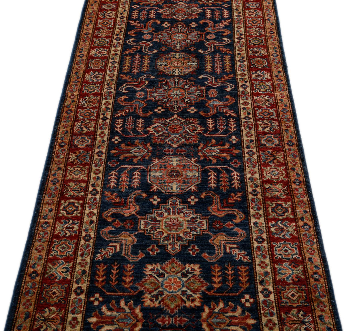 3x10 Navy and Red Kazak Tribal Runner