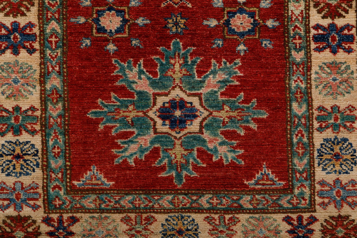 3x10 Red and Ivory Kazak Tribal Runner