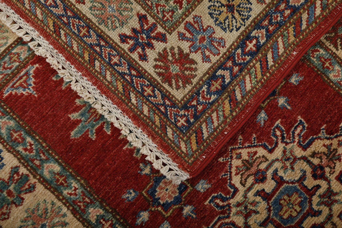 3x10 Red and Ivory Kazak Tribal Runner