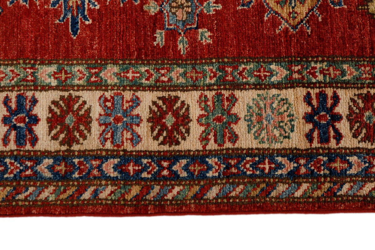 3x10 Red and Ivory Kazak Tribal Runner