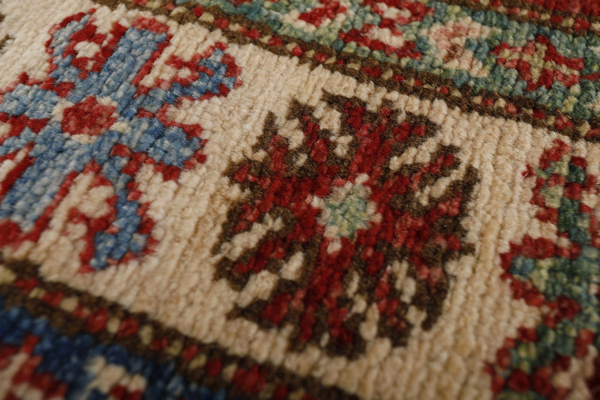 3x10 Red and Ivory Kazak Tribal Runner