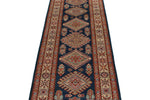 3x10 Navy and Ivory Kazak Tribal Runner