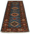 3x7 Blue and Rust Kazak Tribal Runner