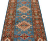 3x7 Blue and Rust Kazak Tribal Runner