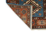 3x7 Blue and Rust Kazak Tribal Runner