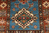 3x7 Blue and Rust Kazak Tribal Runner
