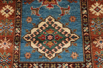 3x7 Blue and Rust Kazak Tribal Runner