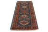 3x7 Light Blue and Red Kazak Tribal Runner